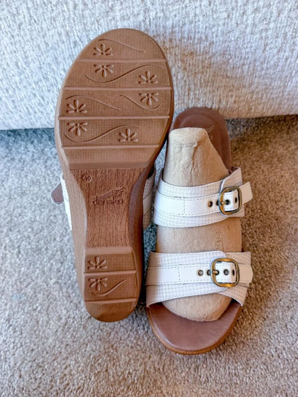 Dansko Women's Jessie White Leather Sandals - Size 40